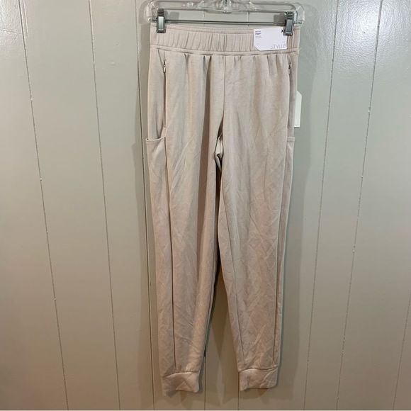 Stylus Sand Wash Mid-Rise Jogger Gray Zip Pockets Super Soft Active Pants XS NEW - Picture 1 of 12